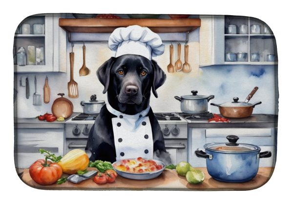 Black Labrador Retriever The Chef Dish Drying Mat For Sale