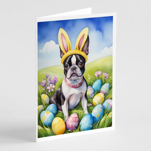Boston Terrier Easter Egg Hunt Greeting Cards Pack of 8 on Sale