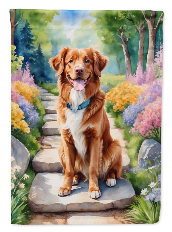 Nova Scotia Duck Tolling Retriever Spring Path House Flag For Cheap
