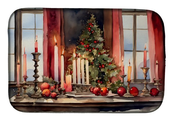 Christmas Candles Dish Drying Mat Sale