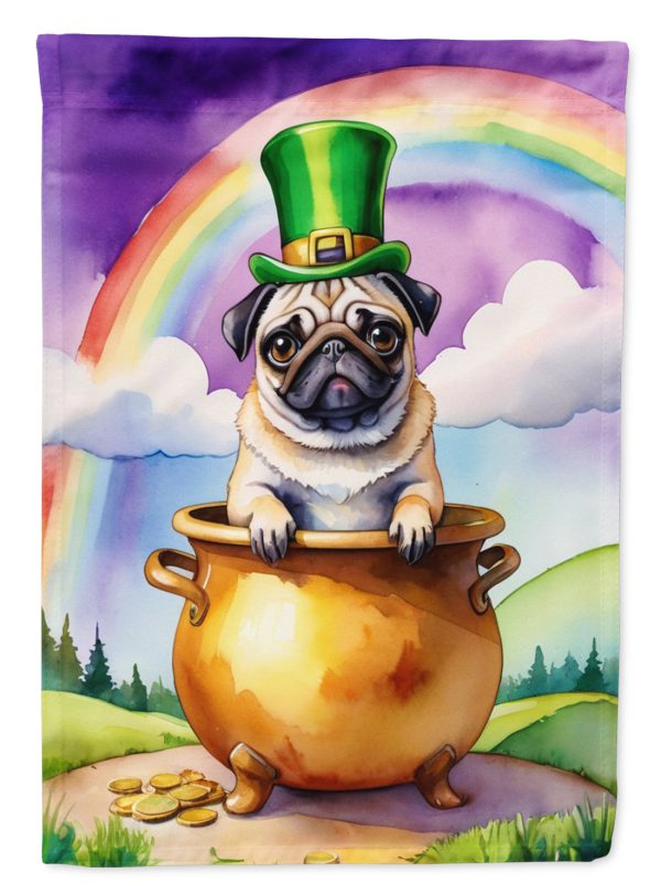 Pug St. Patrick’s Day Garden Flag – Dog with Pot of Gold & Rainbow Yard Decor Online Hot Sale