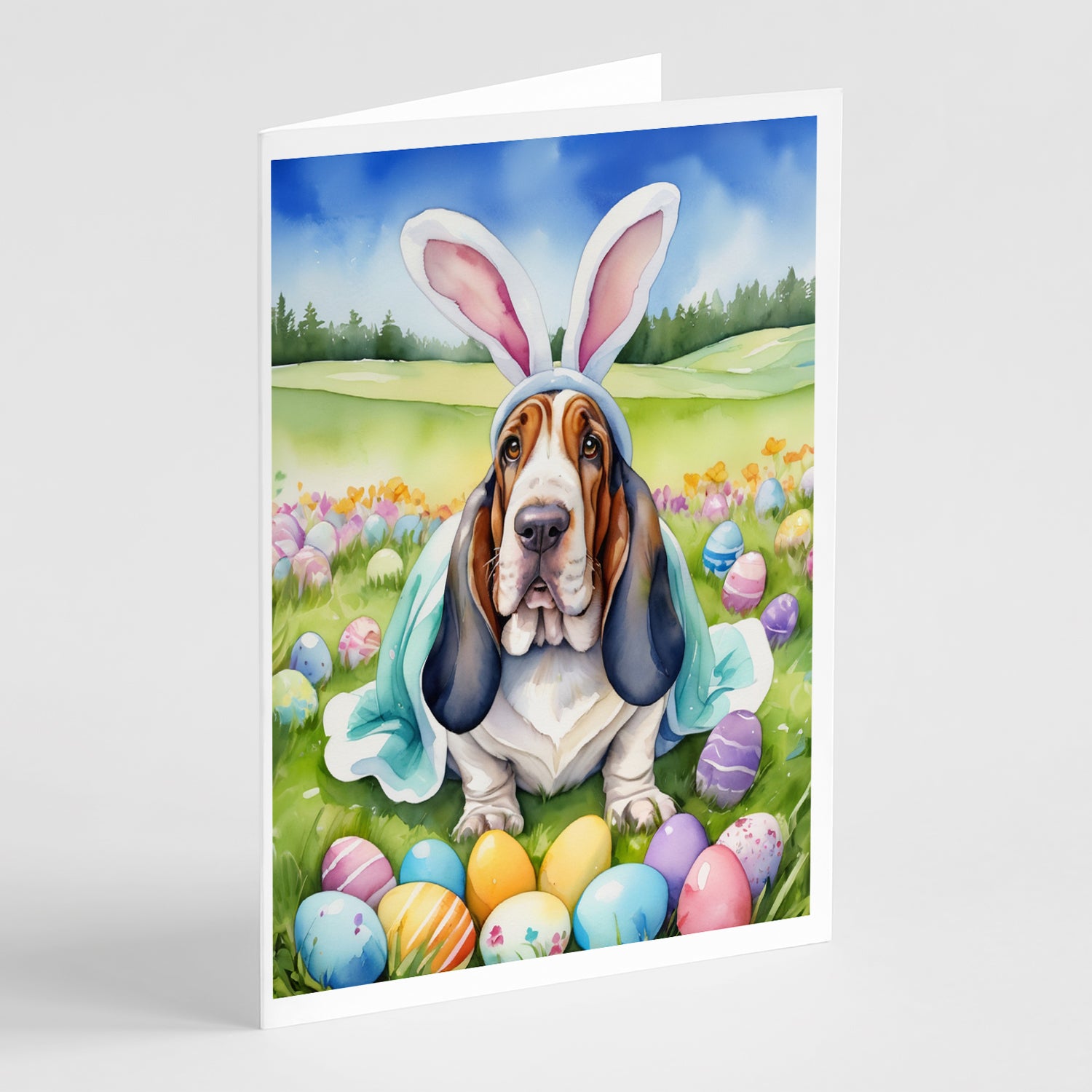 Basset Hound Easter Egg Hunt Greeting Cards Pack of 8 For Discount
