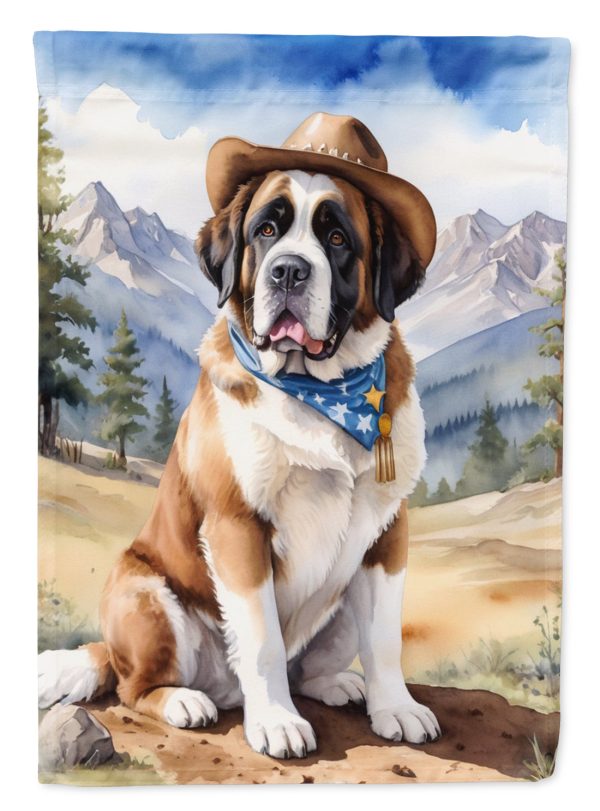 Saint Bernard Cowboy Welcome House Flag on Sale