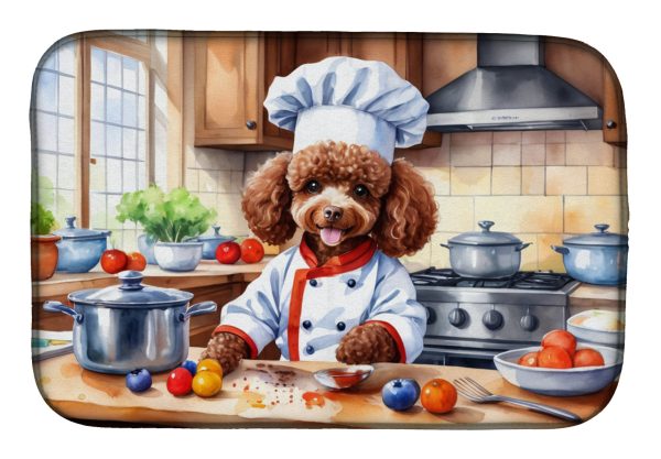 Chocolate Poodle The Chef Dish Drying Mat Cheap