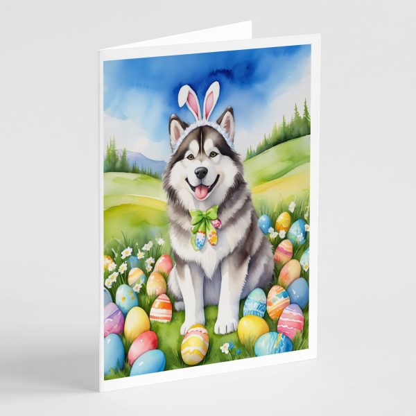 Alaskan Malamute Easter Egg Hunt Greeting Cards Pack of 8 Supply