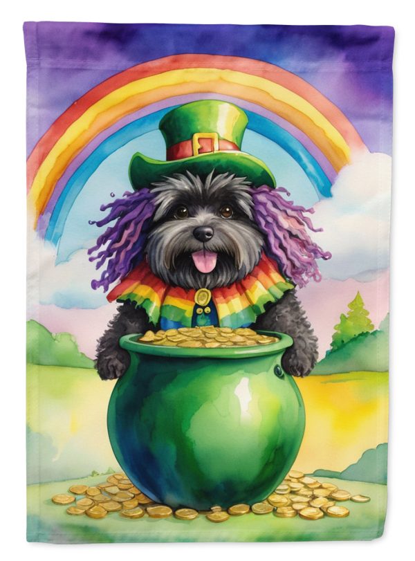 Puli St. Patrick’s Day Garden Flag – Dog with Pot of Gold & Rainbow Yard Decor Online