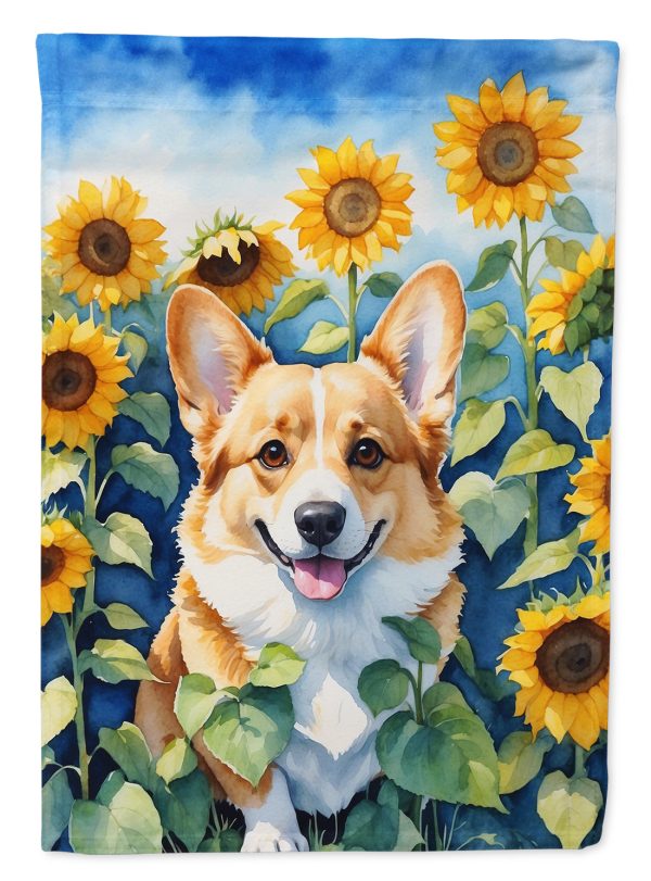 Corgi in Sunflowers Garden Flag – Bright Dog-Themed Yard Decor For Sale