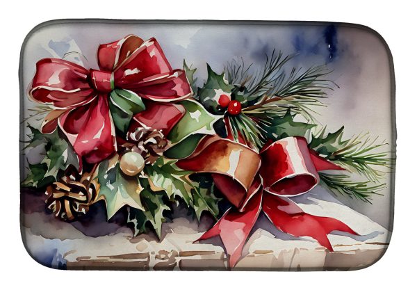 Christmas Bows & Ribbons Dish Drying Mat Fashion
