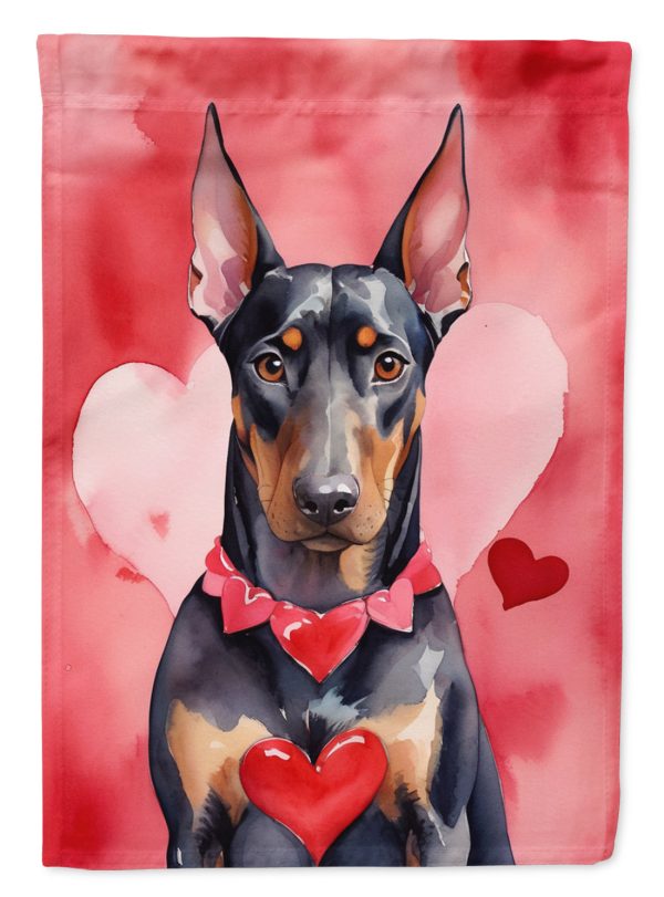 Doberman Pinscher Valentine’s Day Garden Flag – Dog-Themed Heart Yard Decor Hot on Sale
