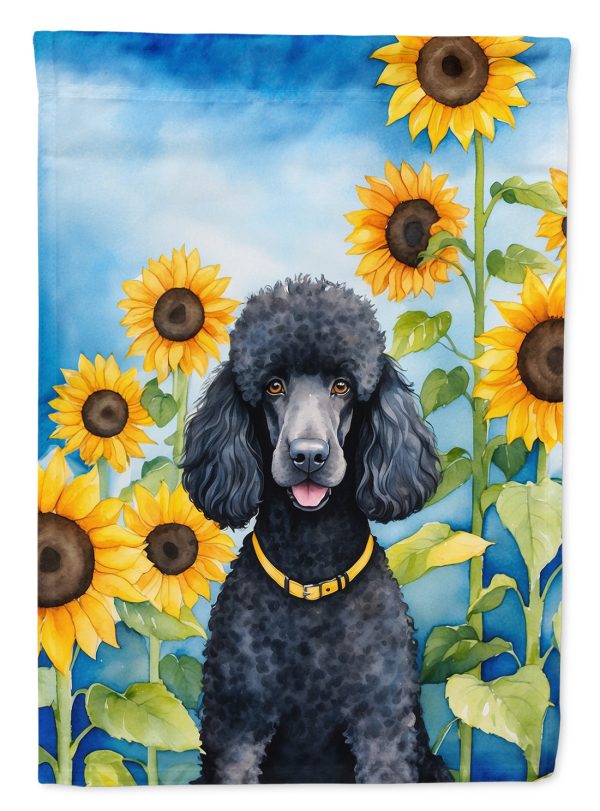 Black Poodle in Sunflowers House Flag Online Sale