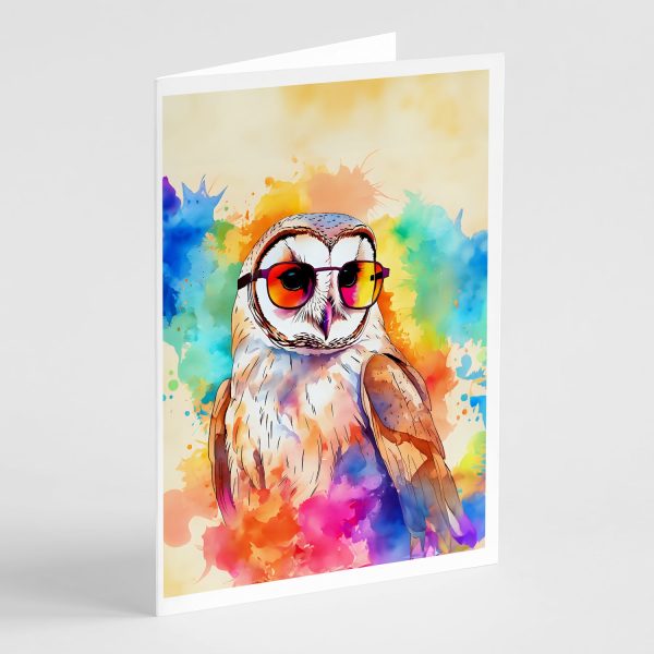 Hippie Animal Barn Owl Greeting Cards Pack of 8 Hot on Sale