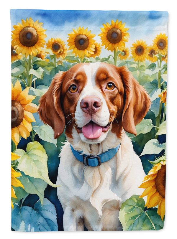 Brittany Spaniel in Sunflowers Garden Flag – Bright Dog-Themed Yard Decor Supply