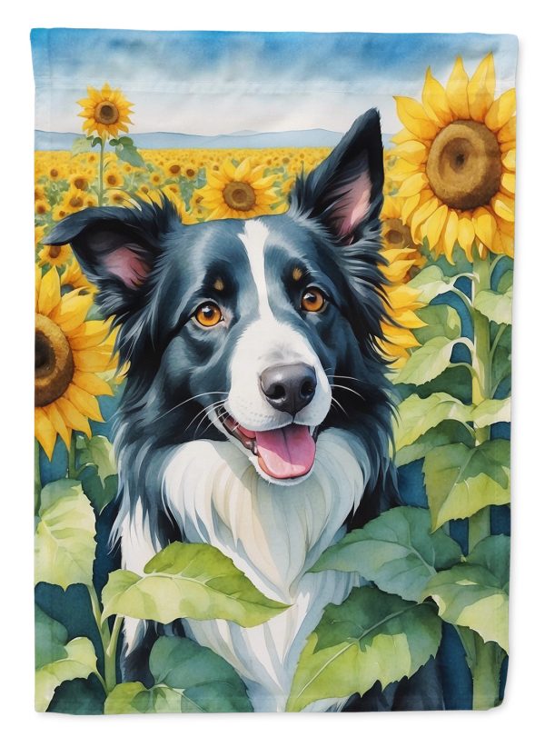 Border Collie in Sunflowers Garden Flag – Bright Dog-Themed Yard Decor Supply