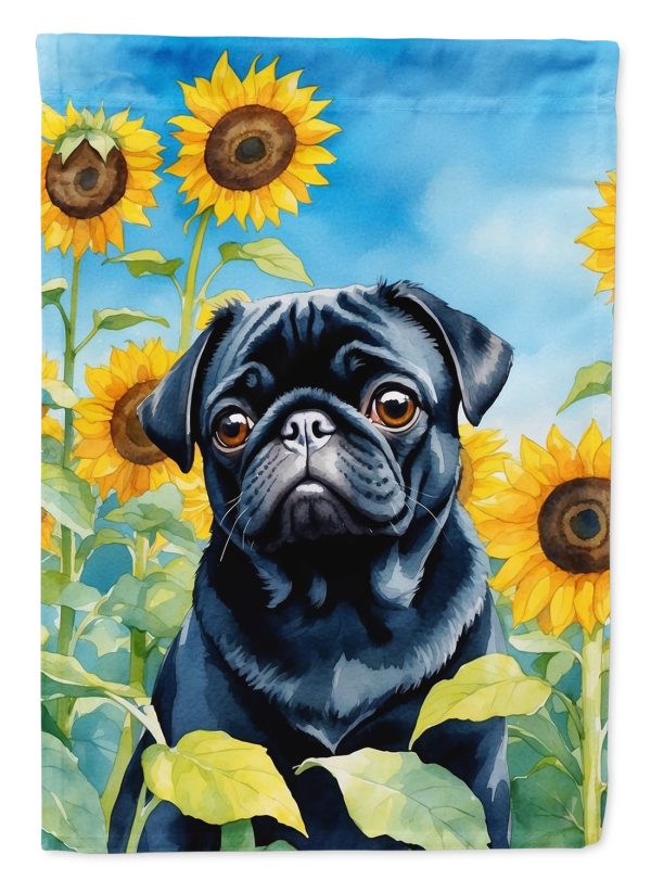 Pug in Sunflowers House Flag Sale
