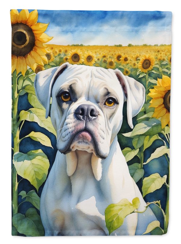 Boxer in Sunflowers House Flag Online