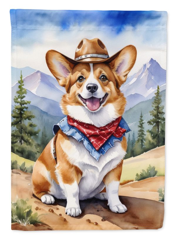 Corgi Cowboy Welcome Garden Flag – Western Dog Yard Decor with Mountain Landscape For Cheap