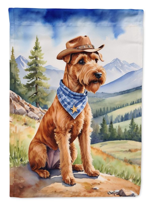 Irish Terrier Cowboy Welcome Garden Flag – Western Dog Yard Decor with Mountain Landscape Fashion