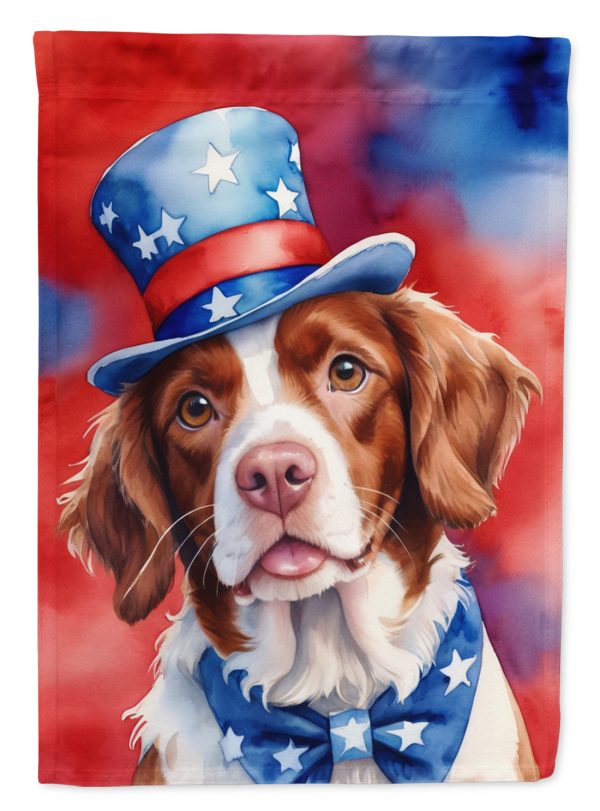 Brittany Spaniel Patriotic American Garden Flag – Dog in Uncle Sam Hat | Red, White & Blue Outdoor Decor Discount