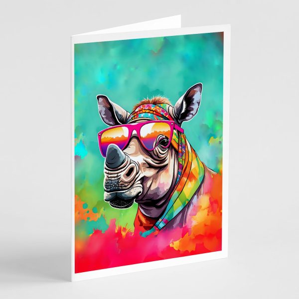Hippie Animal Rhinoceros Greeting Cards Pack of 8 For Cheap
