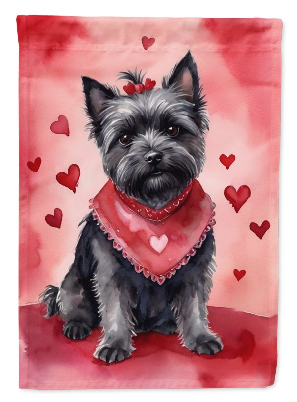 Cairn Terrier Valentine’s Day Garden Flag – Dog-Themed Heart Yard Decor For Sale