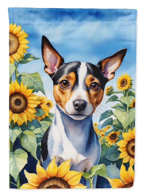 Rat Terrier in Sunflowers House Flag Hot on Sale