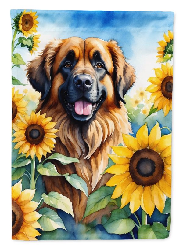 Leonberger in Sunflowers House Flag Online