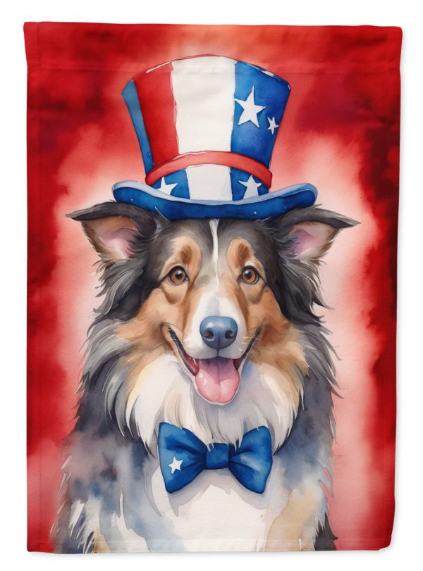 Collie Patriotic American House Flag For Sale