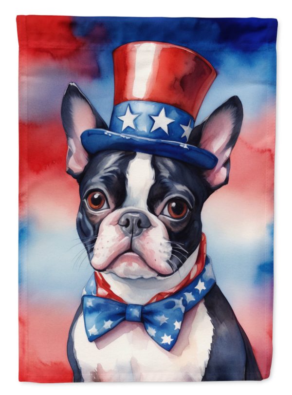 Boston Terrier Patriotic American Garden Flag – Dog in Uncle Sam Hat | Red, White & Blue Outdoor Decor Discount