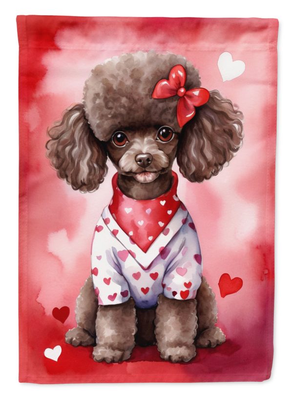 Chocolate Poodle My Valentine House Flag For Discount