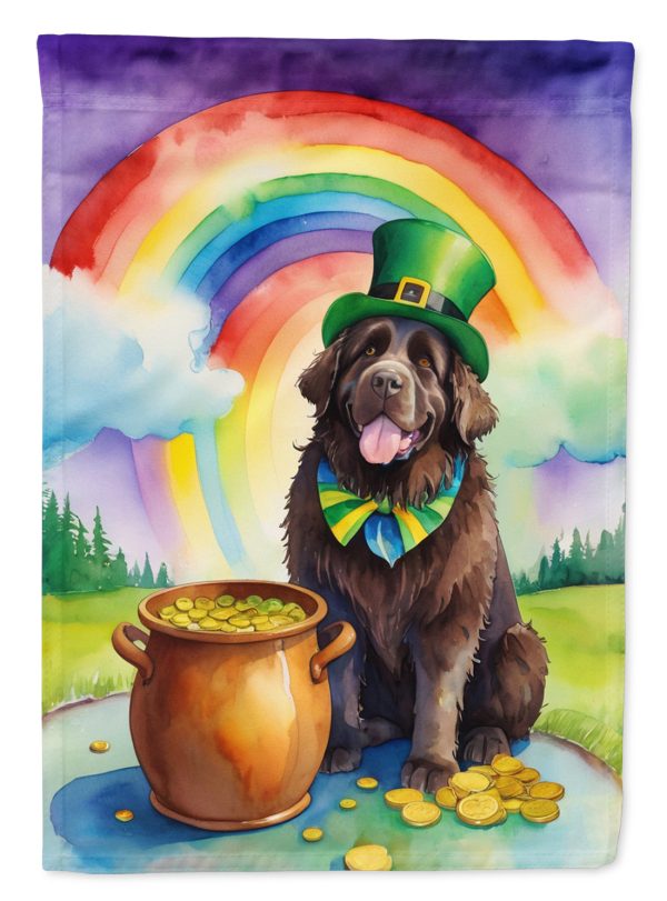 Newfoundland St. Patrick’s Day Garden Flag – Dog with Pot of Gold & Rainbow Yard Decor Hot on Sale