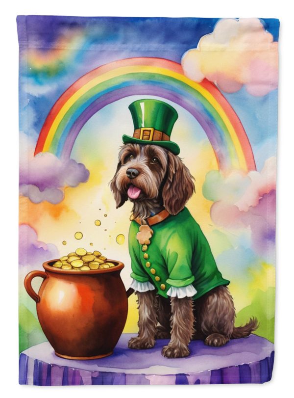 Wirehaired Pointing Griffon St. Patrick’s Day Garden Flag – Dog with Pot of Gold & Rainbow Yard Decor Sale