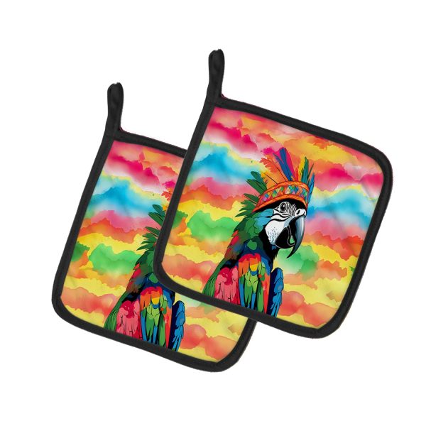 Hippie Animal Parrot Pair of Pot Holders Discount