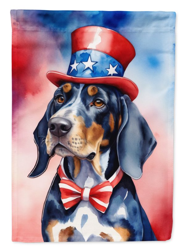 Bluetick Coonhound Patriotic American Garden Flag – Dog in Uncle Sam Hat | Red, White & Blue Outdoor Decor Cheap