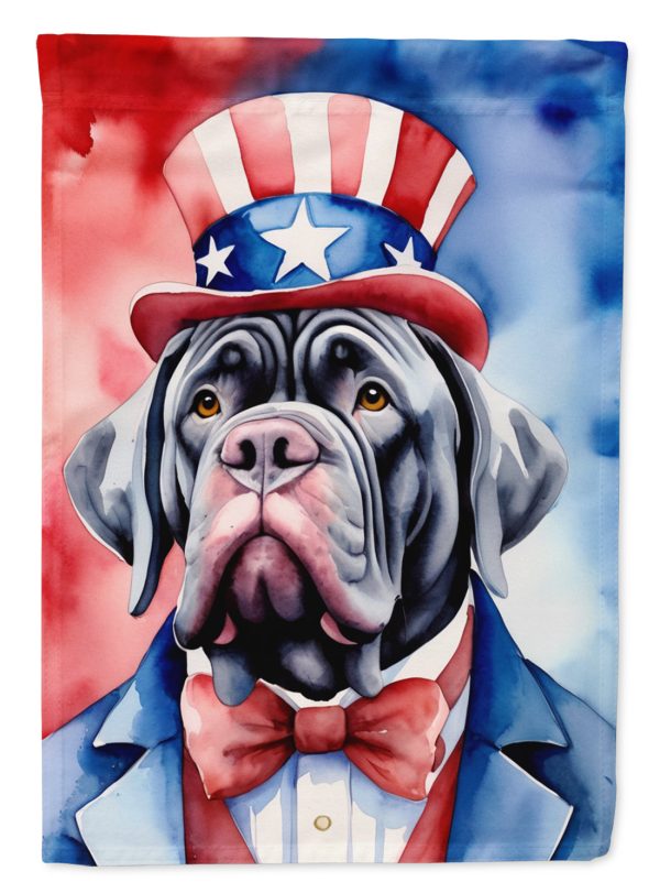Neapolitan Mastiff Patriotic American Garden Flag – Dog in Uncle Sam Hat | Red, White & Blue Outdoor Decor Supply