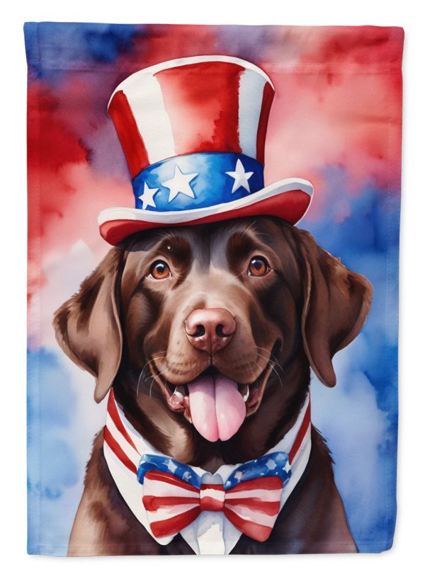 Labrador Retriever Patriotic American Garden Flag – Dog in Uncle Sam Hat | Red, White & Blue Outdoor Decor Sale