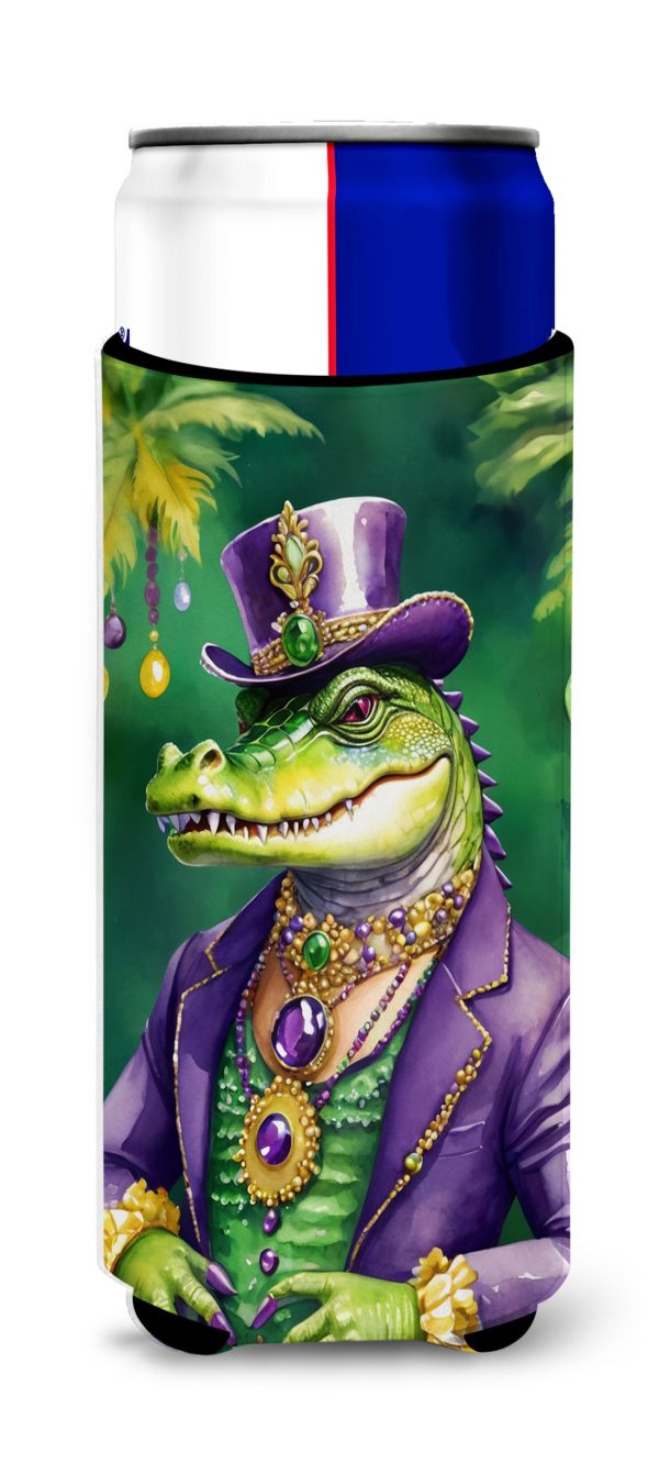 Alligator King of Mardi Gras Hugger for Ultra Slim Cans For Discount