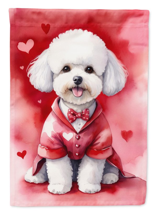 Bichon Frise Valentine’s Day Garden Flag – Dog-Themed Heart Yard Decor For Sale