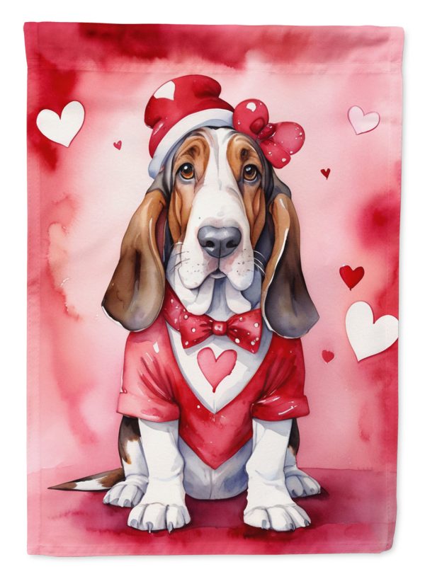 Basset Hound Valentine’s Day Garden Flag – Dog-Themed Heart Yard Decor Discount