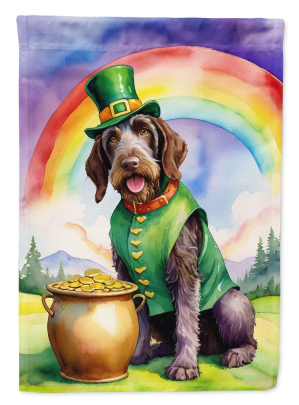 German Wirehaired Pointer St Patrick s Day House Flag For Discount