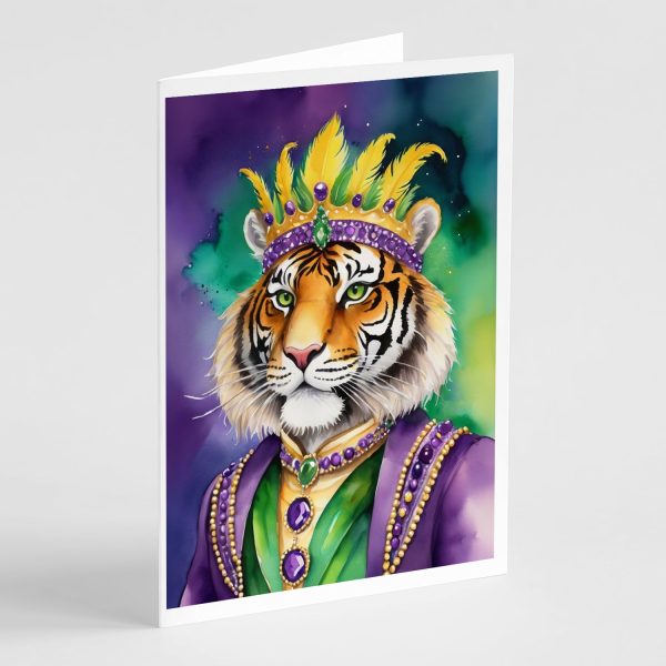 Tiger the King of Mardi Gras Greeting Cards Pack of 8 For Cheap