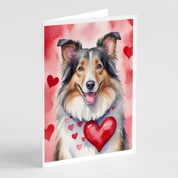 Collie My Valentine Greeting Cards Pack of 8 Hot on Sale