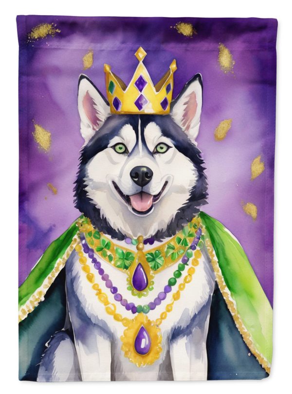 Siberian Husky King of Mardi Gras House Flag For Discount
