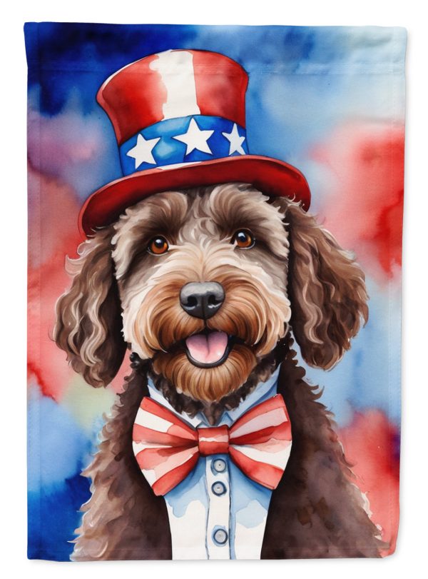 Labradoodle Patriotic American Garden Flag – Dog in Uncle Sam Hat | Red, White & Blue Outdoor Decor Online now