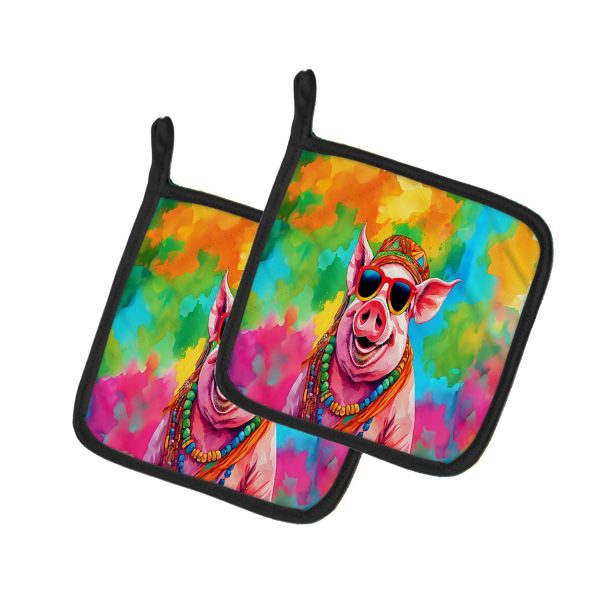 Hippie Animal Pig Pair of Pot Holders Supply