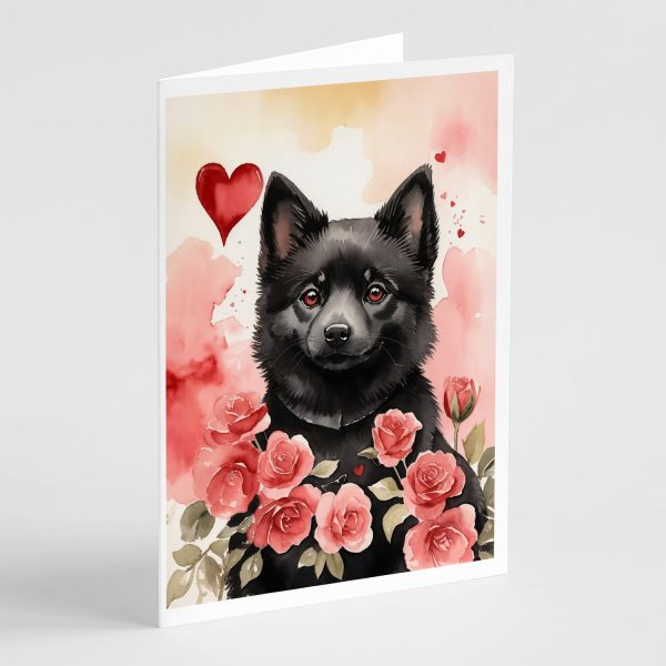 Schipperke Valentine Roses Greeting Cards Pack of 8 Online now