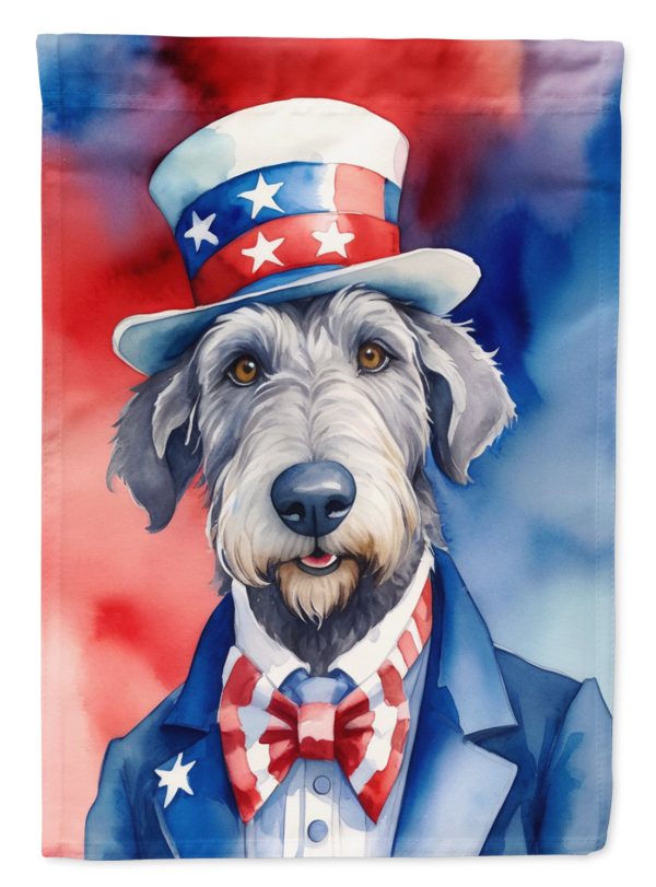 Irish Wolfhound Patriotic American House Flag For Cheap