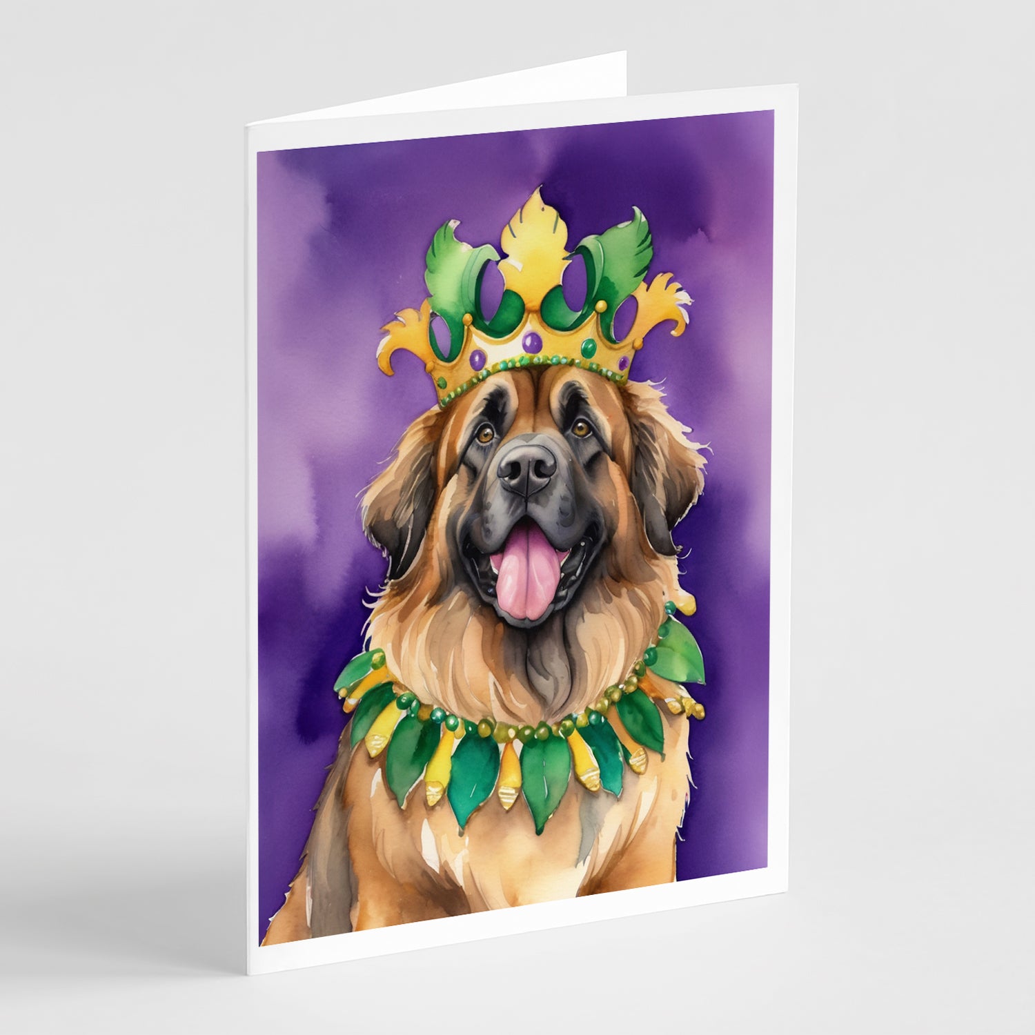 Leonberger King of Mardi Gras Greeting Cards Pack of 8 Cheap