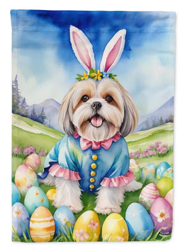 Lhasa Apso Easter Garden Flag - Easter Egg Hunt - Dog-Themed Spring Yard Decor Sale