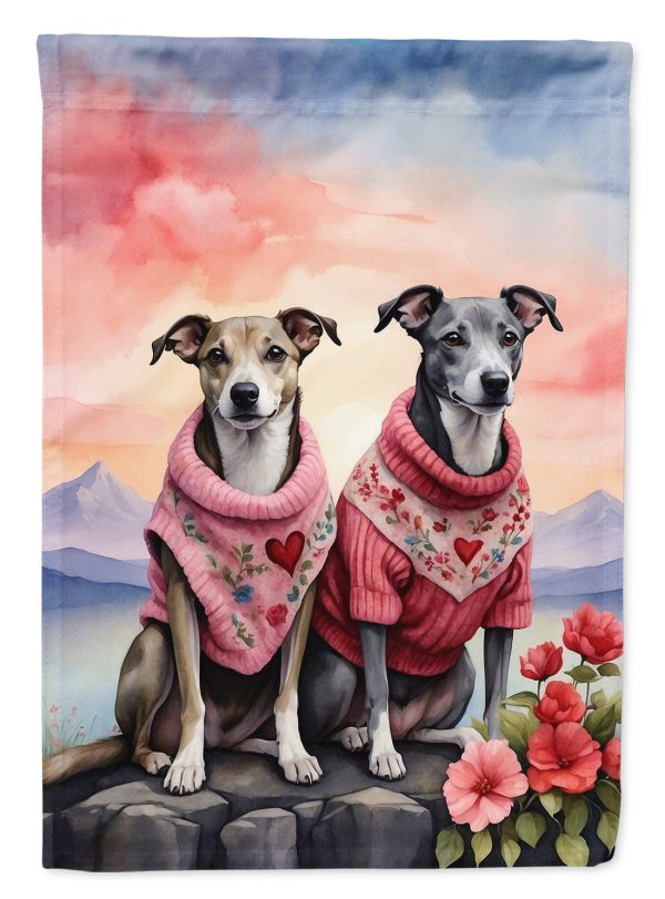 Whippet Two Hearts House Flag For Discount