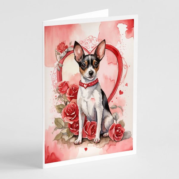 Rat Terrier Valentine Roses Greeting Cards Pack of 8 Online Sale